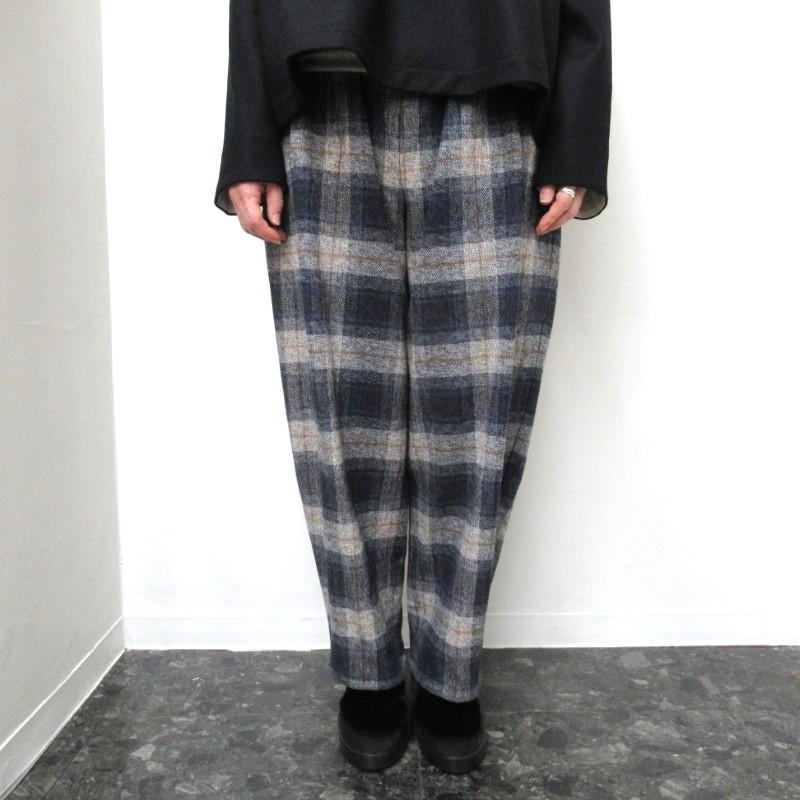 ina  フロントタックパンツ /NVチェック73 【日本製】